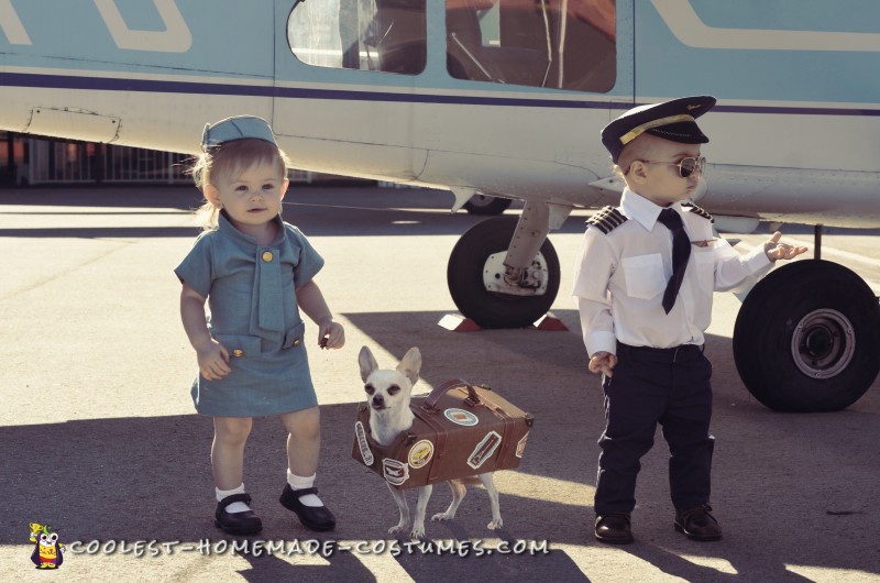 Disfraces de bebé Pan Am Crew con chihuahua
