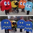 Pac-Man en silla de ruedas y disfraces de Halloween 