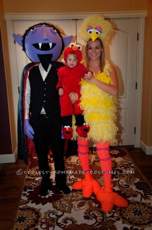 Cool DIY Count, Big Bird y Baby Elmo Family Disfraces de Halloween