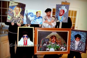 Divertido disfraz de Halloween para grupo de artistas y pinturas