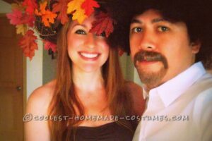 El disfraz DIY más genial de Bob Ross y Happy Little Tree para parejas