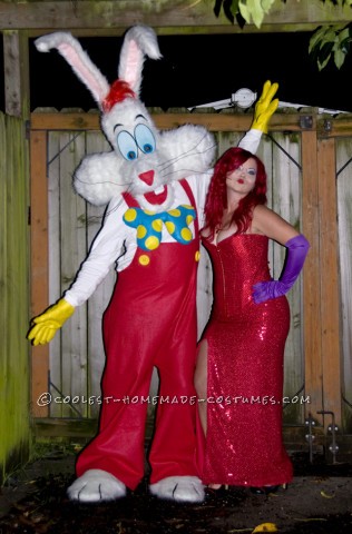 Disfraces realistas hechos a mano de Jessica y Roger Rabbit