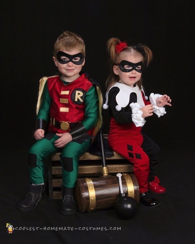 Cosplay inspirado en Harley Quinn y Robin para niños pequeños Disfraces de Halloween en línea 