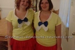 Disfraz de pareja de Tweedle D y Tweedle Dam de última hora