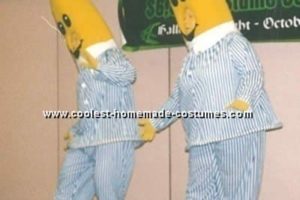 Plátano casero divertido y creativo en un traje de pijama