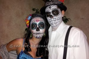 Gran disfraz de Halloween para la pareja del Día de los Muertos