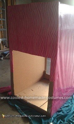 Disfraz casero de Jane en una caja para silla de ruedas