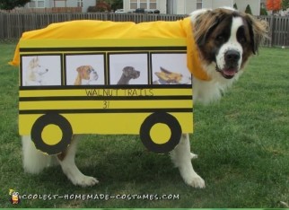 Disfraz de autobús escolar para perro de terapia