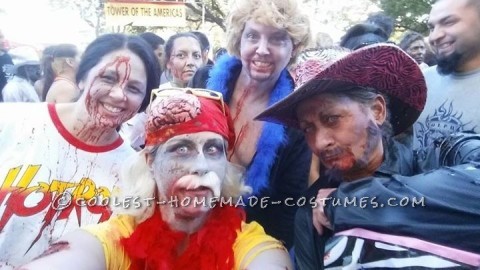 Disfraz grupal casero de luchadores zombies