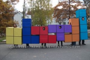 Disfraz familiar de Tetris de tamaño natural para Halloween