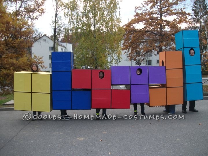 Disfraz familiar de Tetris de tamaño natural para Halloween