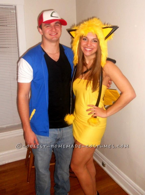 Traje de pareja fácil para Ash y Pikachu