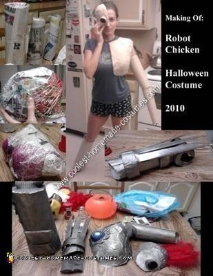 Idea de disfraz de pollo robot de Halloween DIY