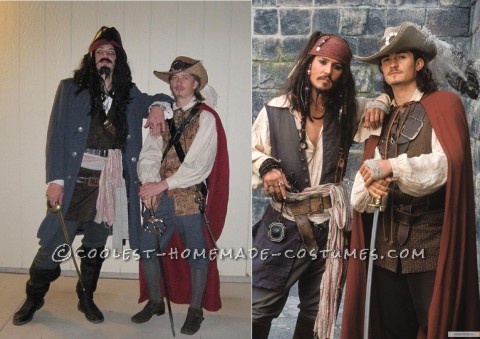 Genial disfraz casero de grupo de Piratas del Caribe: Will Turner y Ragetti