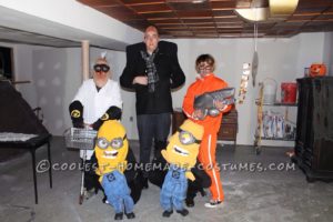 Genial disfraz de grupo «Despicable Me»: Gru, Vector, Dr. Nefario y minions