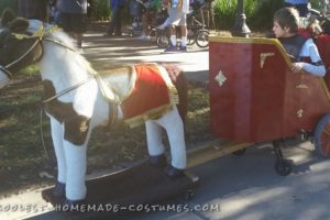 Increíble disfraz casero de gladiador en silla de ruedas