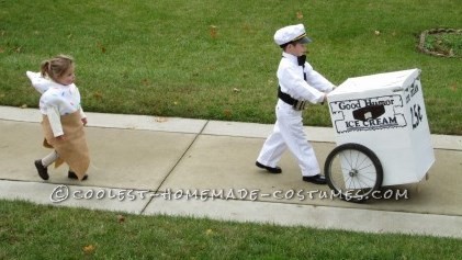 Disfraz de pareja vintage con buen humor: Hombre Helado Cono de Helado