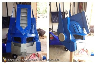 Disfraz de Transformer Optimus Prime de una caja de cartón personalizada