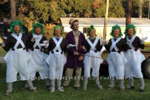 Genial disfraz de Willy Wonka y Oompa Lumpas para Halloween