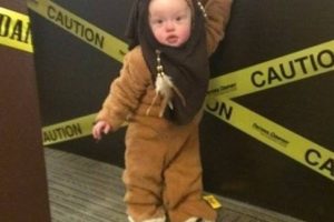 Lindo disfraz casero de pequeño Ewok