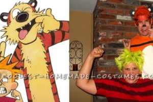 Divertido disfraz para pareja de Calvin y Hobbs