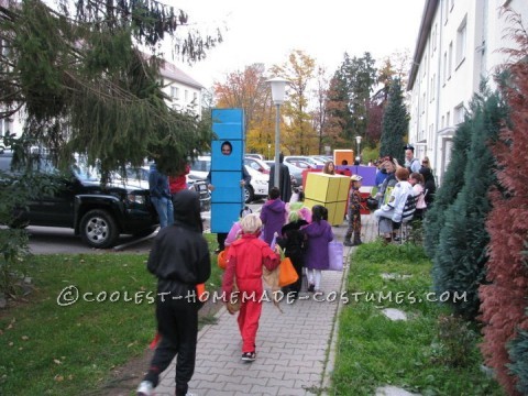 Disfraz familiar de Tetris de tamaño natural para Halloween