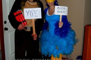 Traje de pareja divertido Wile E. Coyote y Roadrunner