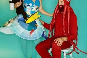Life Aquatic Family con Jacques Cousteau Scuba Baby, Ocean Mom y Giant Squid Dad