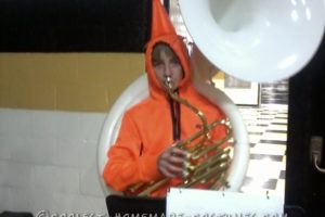 Cono de tráfico tocando sousaphone