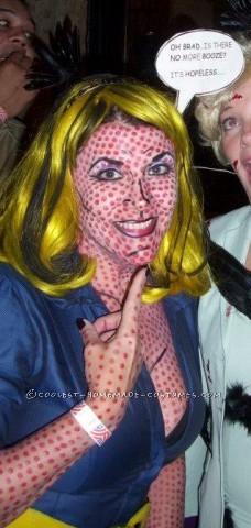 Disfraz de Halloween de dama de arte pop de Liechtenstein hecho en casa
