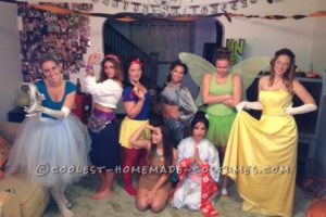 Disfraz de grupo de princesas Disney que cobran vida