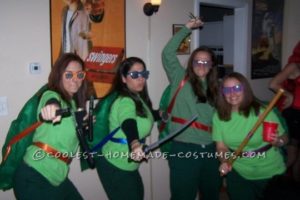 Disfraz de grupo de tortugas ninjas mutantes adolescentes hecho en casa