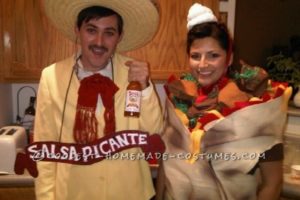 Disfraz de hombre salsa tapitio y niña burrito