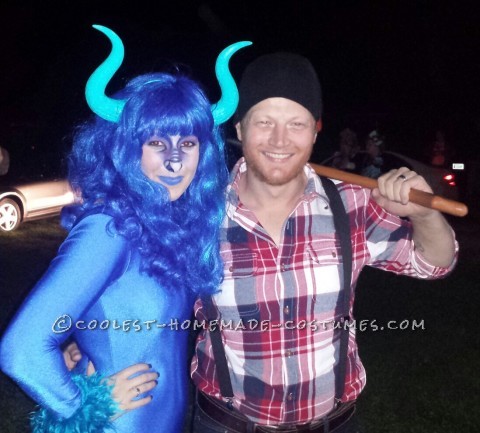Disfraz de pareja Paul Bunyan y Babe Blue Bull DIY
