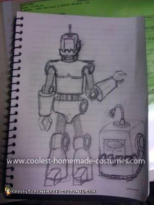 Disfraz de robot de ciencia ficción vintage hecho en casa