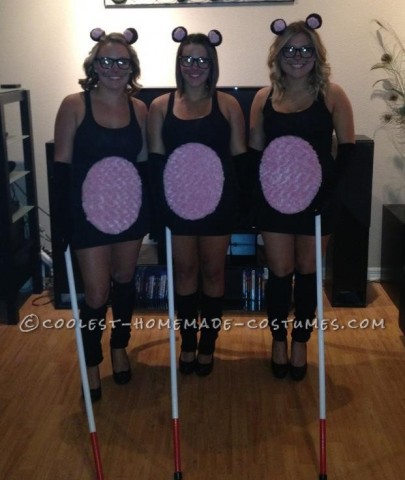 Sexy disfraz de Halloween con tres ratones ciegos
