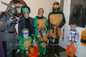 Turtley Impresionante disfraz de familia de Halloween de tortugas ninja