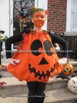 Disfraz de calabaza hágalo usted mismo para niña.
