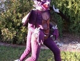 Alanadragon – Disfraz de dragón que respira relámpago púrpura