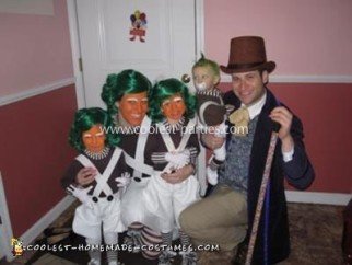 Disfraces caseros de la familia Willy Wonka y Oompa Loompa