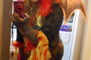 Disfraz de demonio del fuego infernal de azufre