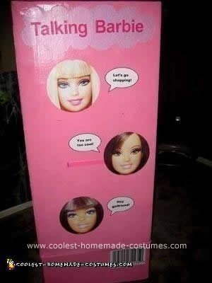 Disfraz de Barbie hecho en casa en una caja