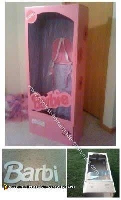 Disfraz de Barbie hecho en casa en una caja