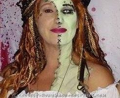 Genial disfraz de mujer zombie steampunk