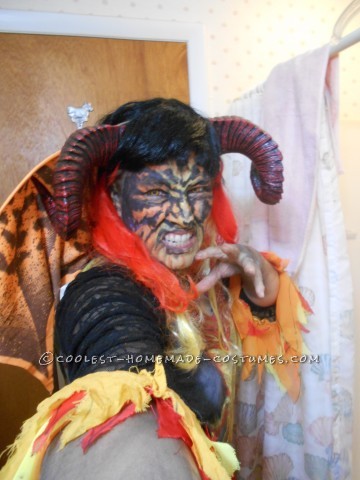 Disfraz de demonio del fuego infernal de azufre