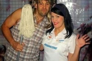 Disfraz de pareja Coolest Flo the Progressive Lady y Joe Dirt