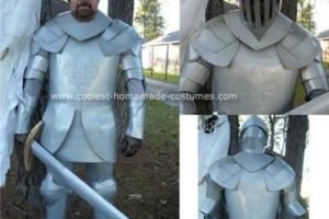 El caballero casero más genial con un traje de cartón brillante