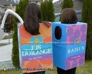 Traje casero de caja de jugo