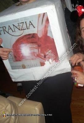 Traje de trabajo hecho en casa en una caja de vino