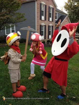 Geniales disfraces de Mario Bros: Capitán Toad, Toadette y Shy Guy